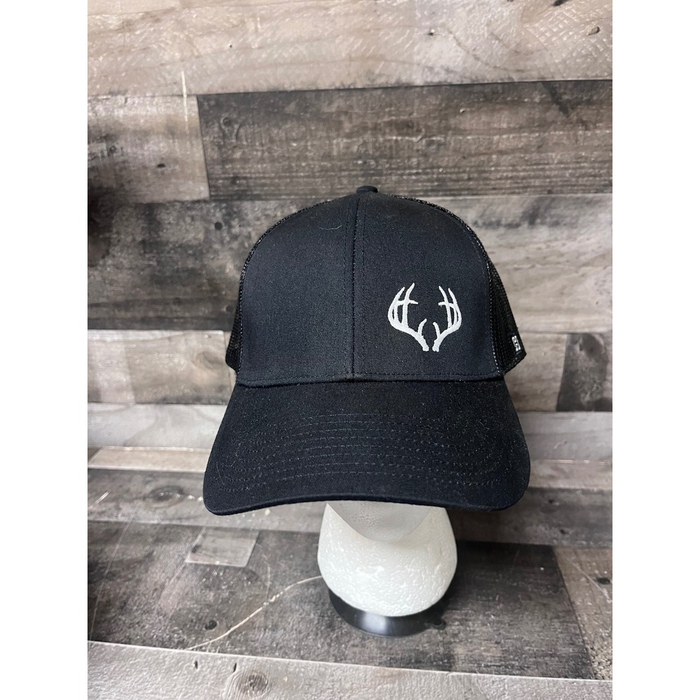 Haka Black Trucker Hat White Antler Logo Mesh Snapback Baseball Cap Mens OSFM